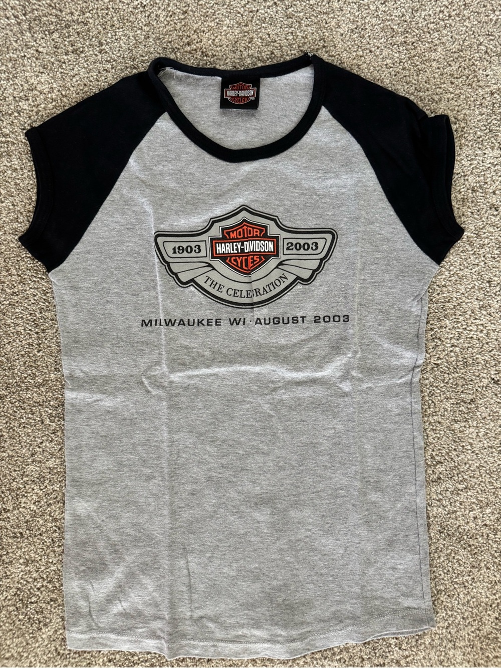 Harley-Davidson 100th Anniversary Gray Black Tank with Orange Logo